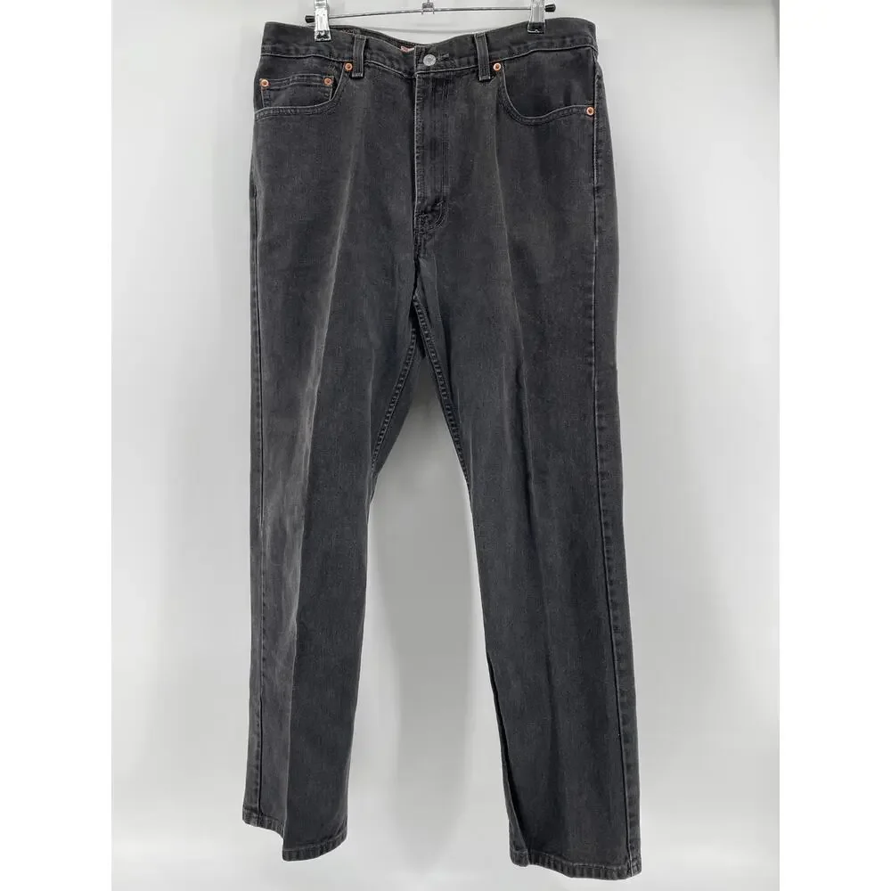 VNTG 2003 Levi’s 505 Jeans Men’s 36x34 Relaxed Fit Charcoal Wash Y2K Distressed
